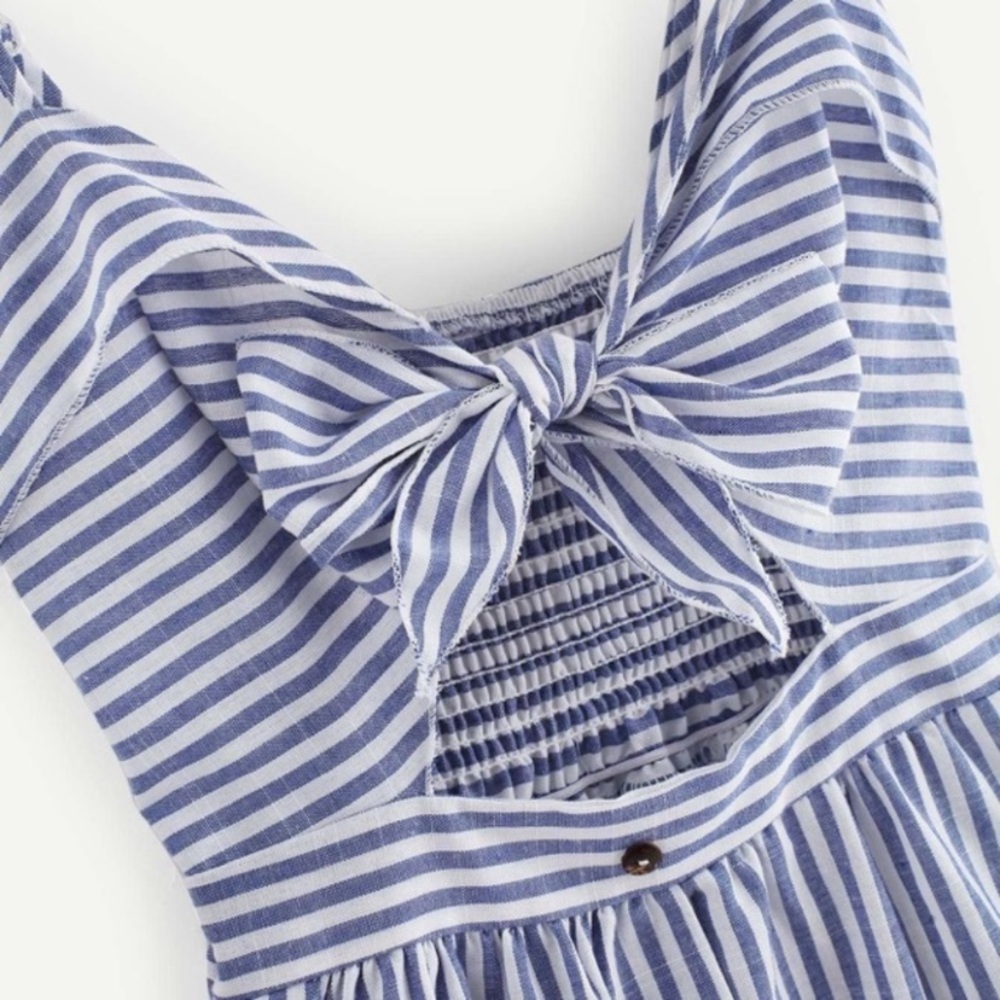 Blue and white striped dress, size medium